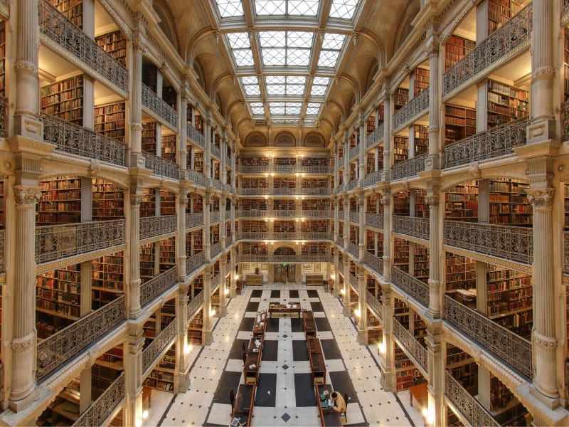 The George Peabody Library, Baltimore, Maryland (Photo Credit: Matthew Petroff • CC BY-SA 3.0)