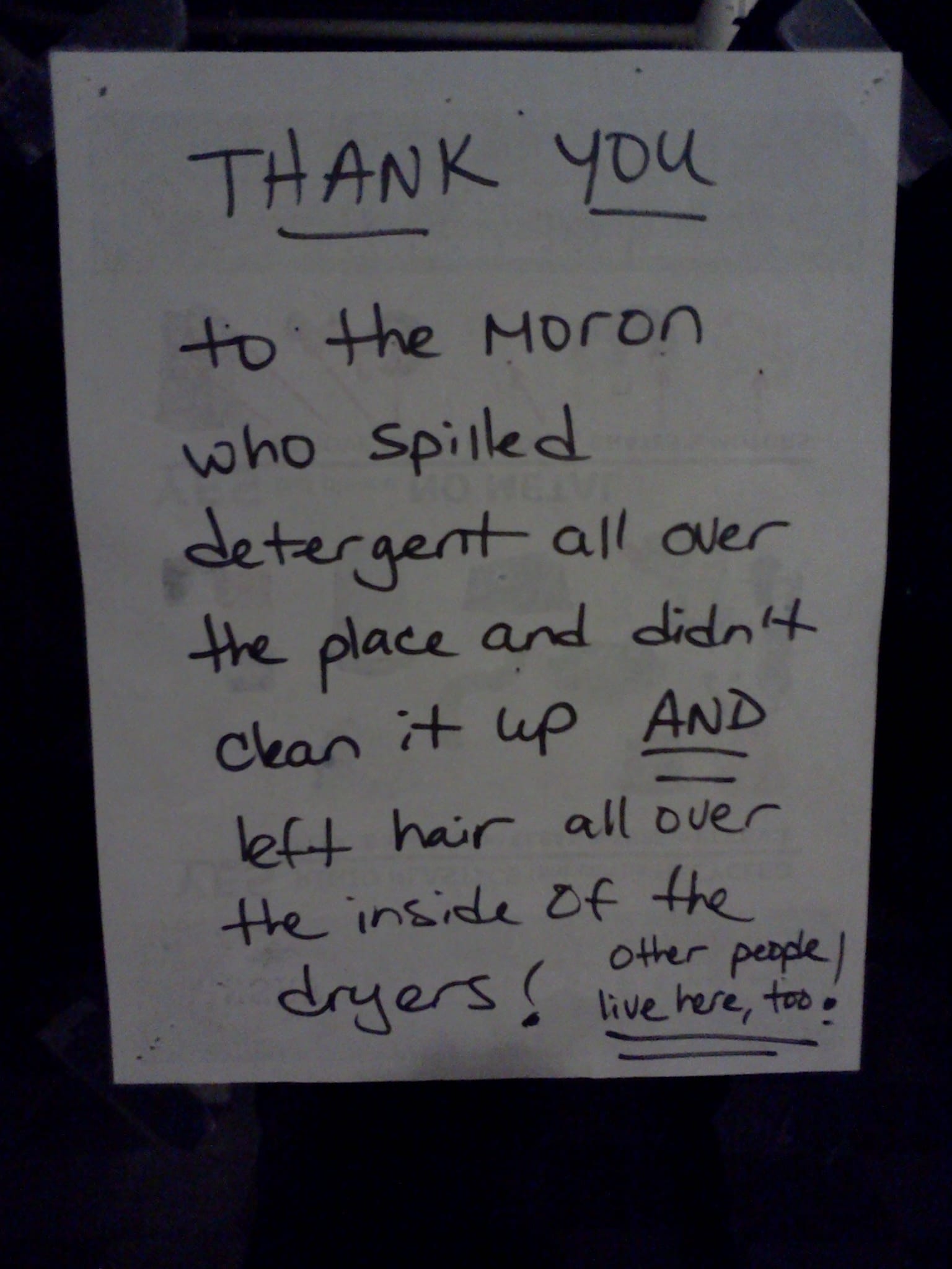 A note found in the laundry room