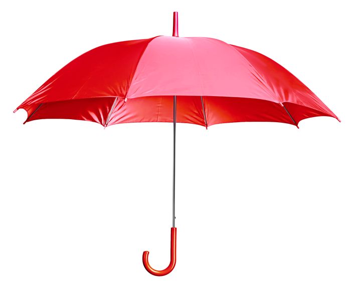 A bright red umbrella (public domain)