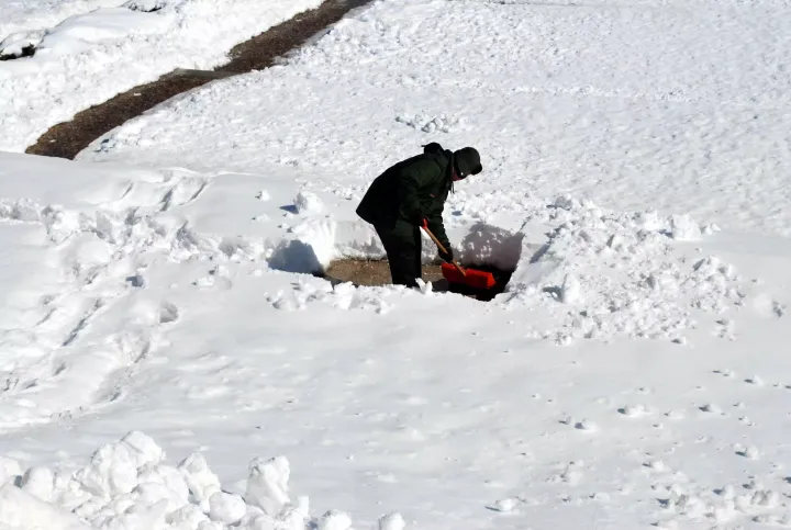 A person shoveling snow (public domain)